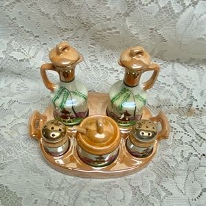 Vintage, Rare 11-pc Gaudy Blue Willow Condiment Set